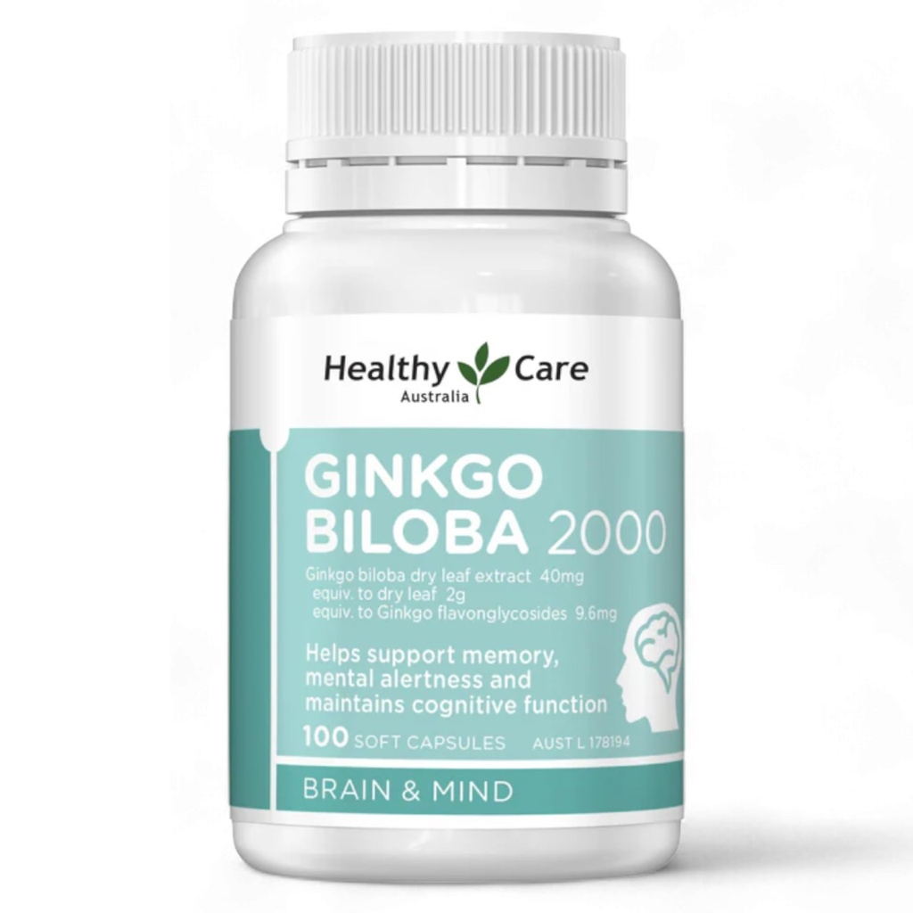 Soins de santé Ginkgo Biloba 2000mg 100 Capsules Australian Made