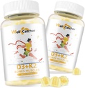 Vitamine D3 K2 Gummies - Vitamine D3 5000IU K2 (MK-7) Suppléments de 120 mcg avec vitamine B complexe sans sucre pour adultes Les enfants soutiennent les dents osseuses Strength Immune Mango Flavor 60 Compte 2 Packs