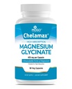 Chélamax Magnésium Glycinate. Source de la mer Morte, 100% Magnésium chélaté pour le sommeil, Crampes musculaires, Santé des os. Fabriqué aux États-Unis, 3ème partie testée, Sans métal lourd, Glicinato de Magnesio Capsules.