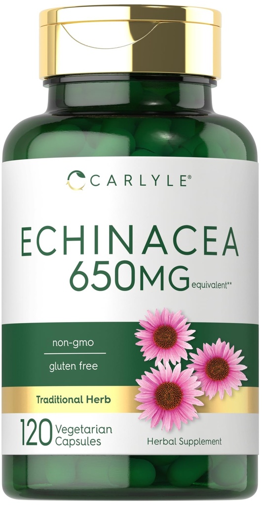 Carlyle Echinacea, 650mg, 120 capsules, supplément végétarien, sans OGM et sans gluten