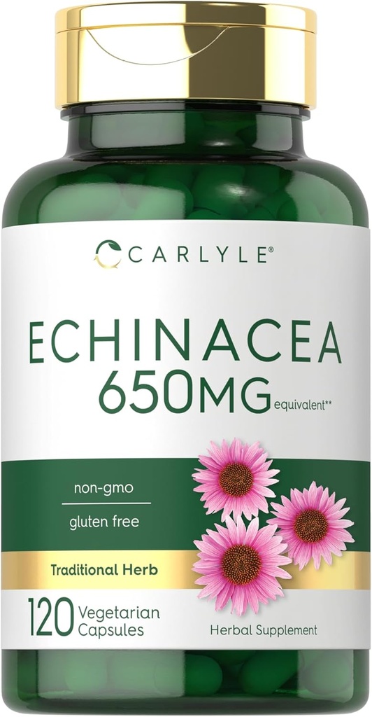 Carlyle Echinacea, 650mg, 120 capsules, supplément végétarien, sans OGM et sans gluten
