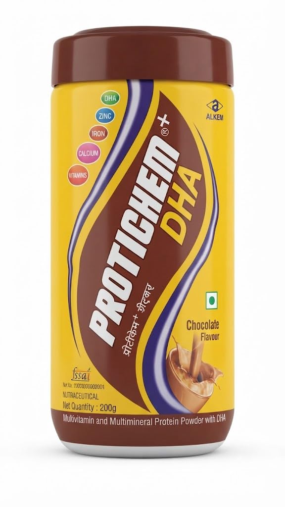 Protichem DHA Chocolate Flavour Protein Powder with Vitamins & Minerals | Nutritional Health Drink Mix | 200g