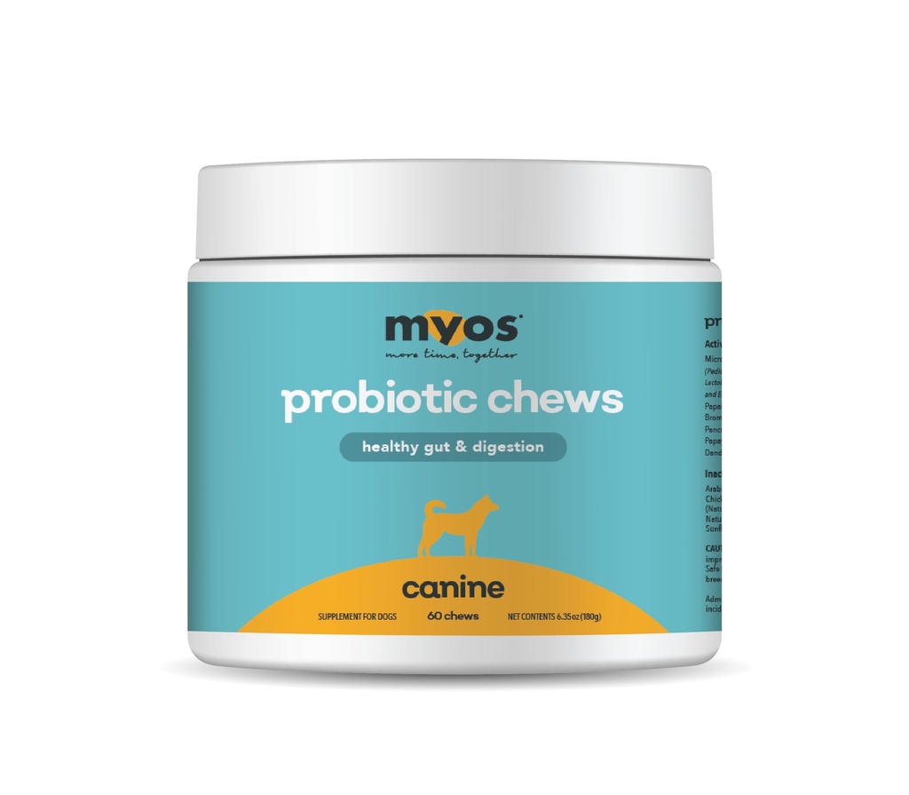 MYOS Chew probiotique pour chiens - soutien digestif quotidien, favorise la santé complète de la gueule, aide la digestion, améliore l'absorption des nutriments, soutient un tabouret sain - complément à croquer tout-en-un
