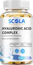 SCOLA Capsules d'acide hyaluronique - 250mg HA + 10 000mcg Biotine, 60 Capsules de végétalien