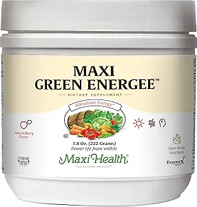 Maxi Health Green Energee - Super mélange d'aliments entiers - Berry Flavor - 7.8 Ounces Poudre - Kosher
