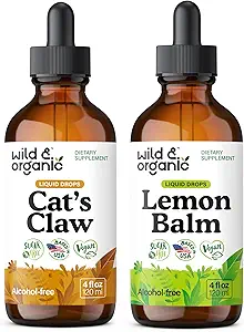 Wild & Organic Cat's Claw Tincture 4 fl oz & Lemon Balm Tincture 4 fl oz