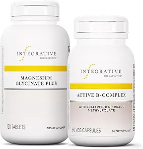 Ensemble de produits thérapeutiques intégratifs avec complexe B actif, 60 capsules et glycinate de magnésium plus, 120 comprimés - complexe B actif pour soutenir le métabolisme énergétique* - soutenir la santé cérébrale, la santé cardiovasculaire et la nervosité