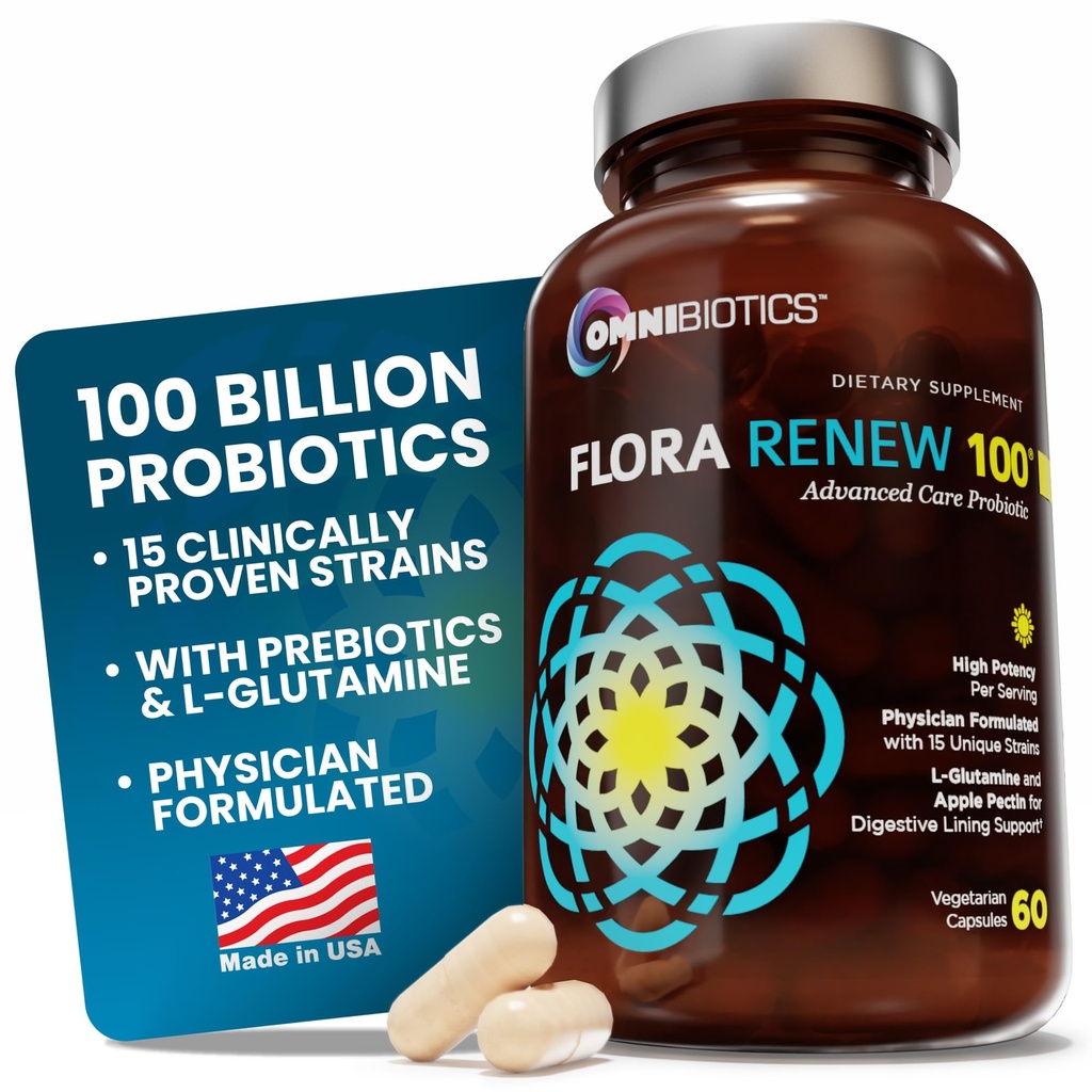 100 milliards de probiotiques - Probiotique de 15-Strain pour les femmes et les hommes, DRCaps Retard de libération, Prébiotiques, L-Glutamine, Pectine de pomme, Gut Doublure Support, Étagère stable, Non-OGM, 60 Capsules Vegan pour adultes