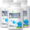 Probiotiques pour les femmes et les hommes, 300 milliards d'UFC Probiotiques de 12 souches + mélange de prébiotiques biologiques pour la digestion quotidienne, l'immuno-gomme, le ballonnement, la santé des femmes et des hommes, plateau stable - 180 capsules