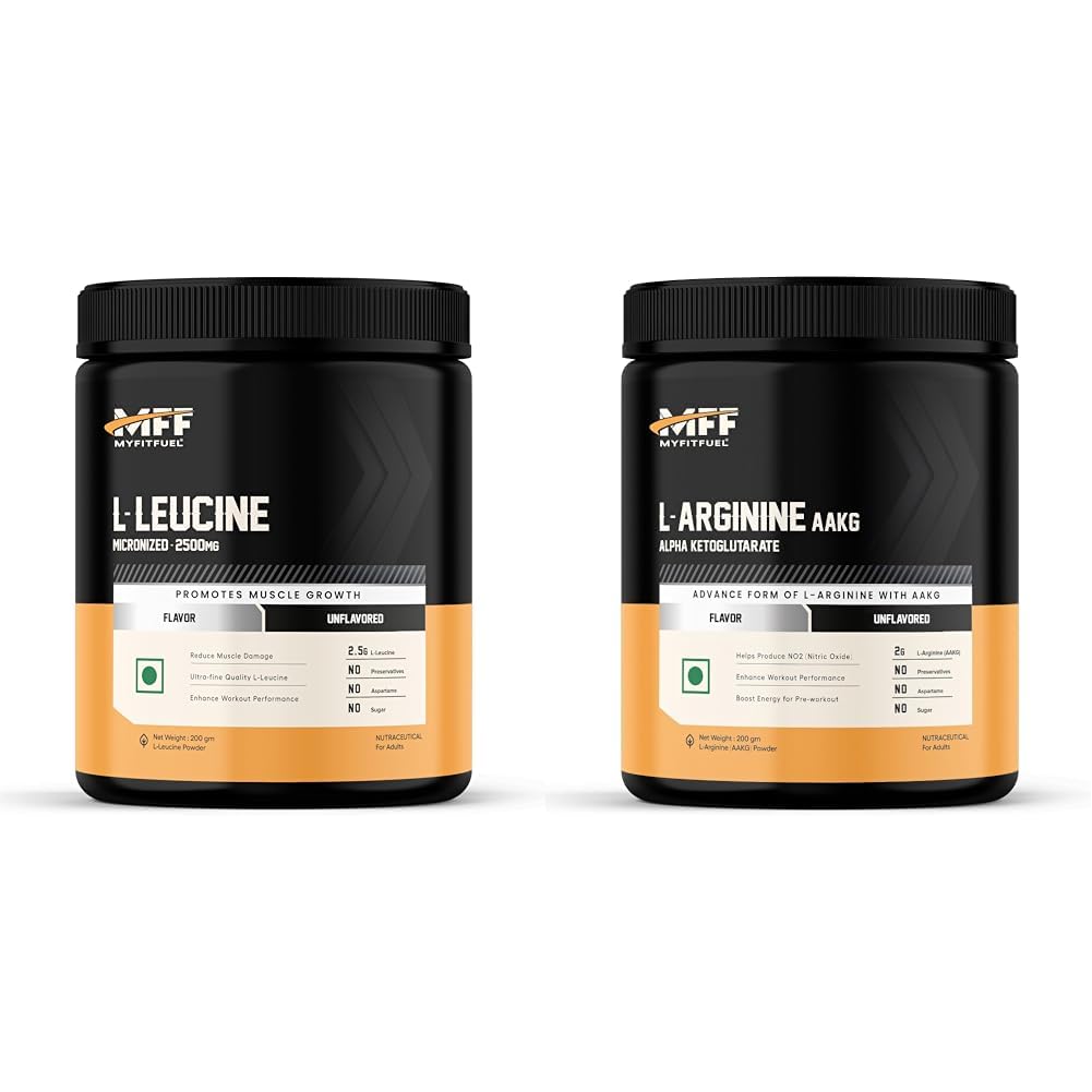 MyFitFuel L-Leucine (0.44 lbs) 200 gm (Unflavored) | MyFitFuel L Arginine Alpha-Ketoglutarate (AAKG) Pre Workout Powder | 200gm (Unflavoured)