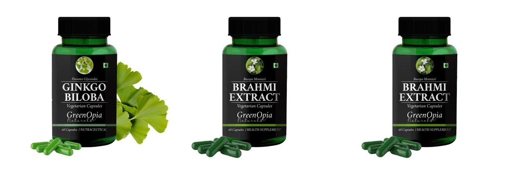 Ginkgo-biloba, Brahmi, Brahmi Combo | Convenient Nutrition & Wellness Routine | Multi-Product Pack