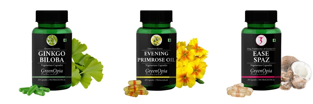 Ginkgo-biloba, Evening-primrose, Ease-spaz Combo | Convenient Nutrition & Wellness Routine | Multi-Product Pa