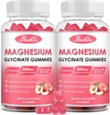 (2 packs) Glycinat de magnésium Gymnies-Glycinat de magnésium 500mg, supplément complexe de magnésium avec potassium, vitamineD, B6 pour calme, soulagement du sommeil et de la fatigue-sans sucre, 120 Gymnies de magnésium de pêche