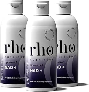 Rho Nutrition Liposomal NAD+ – Liquid Supplement Designed to Help Support Absorption – Active Form of NAD+ Helps Support Normal Cellular Health, Healthy Aging, Energy Metabolism & Vitality – 3 Pack