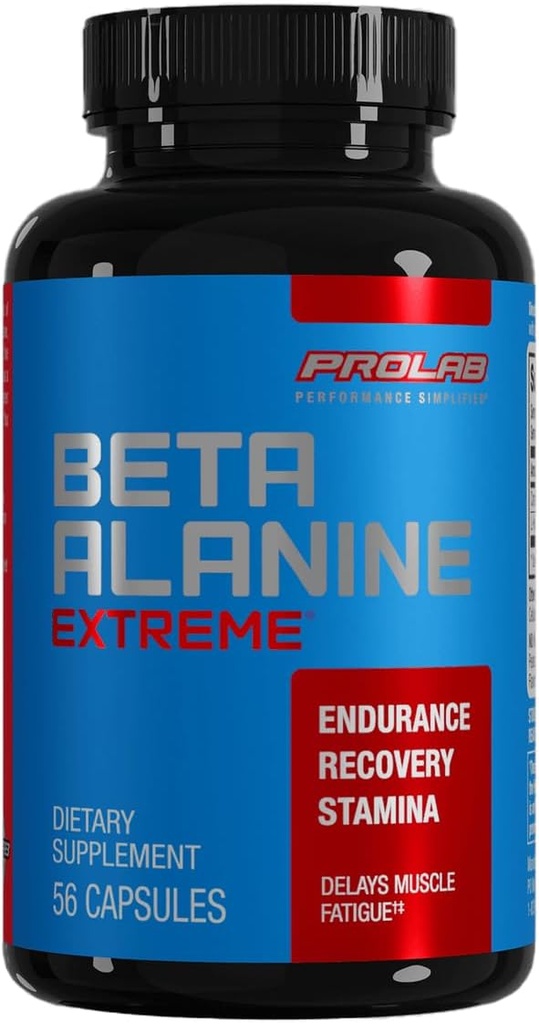 Prolab Nutrition Beta Alanine Extreme avec Carnosyn, 3200mg Haute puissance, stimule l'entraînement Endurance et les retards Fatigue (56 capsules)