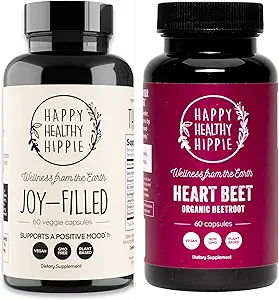 Happy Healthy Hippie Beetroot Superfood Capsules + Suppléments de soutien d'humeur Joy-Filled