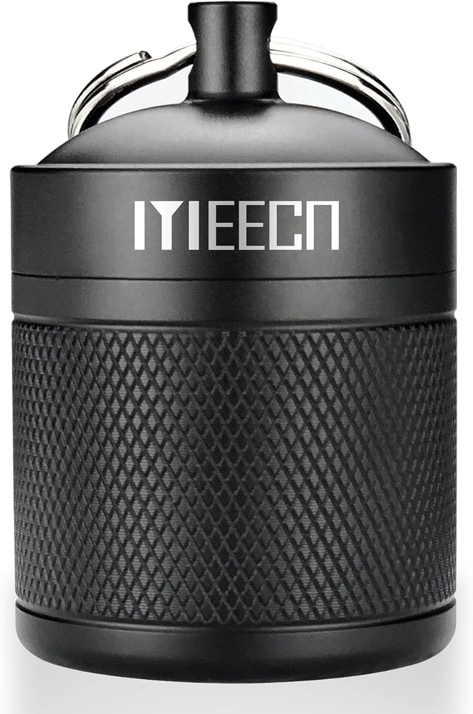 Porte-clés Pill Holder, Boîte, Aluminium, Conteneur étanche, Organisateur de pilules pour camping de plein air, Taille: 1.6 x 1.6 x 2 en (Noir)