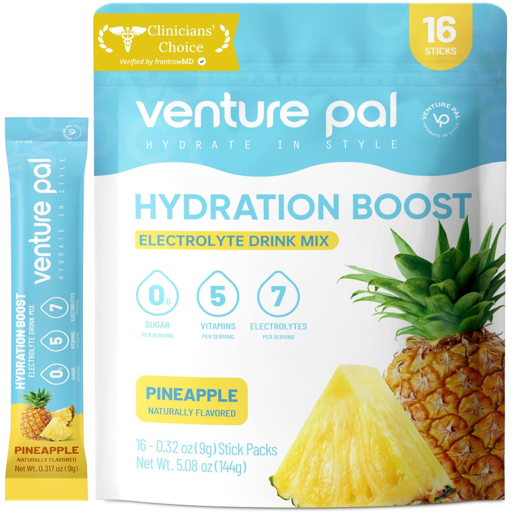 Venture Pal Powder Packets sans électrolyte de sucre - Liquid Daily IV Drink Mix pour l'hydratation rapide et la récupération des parties