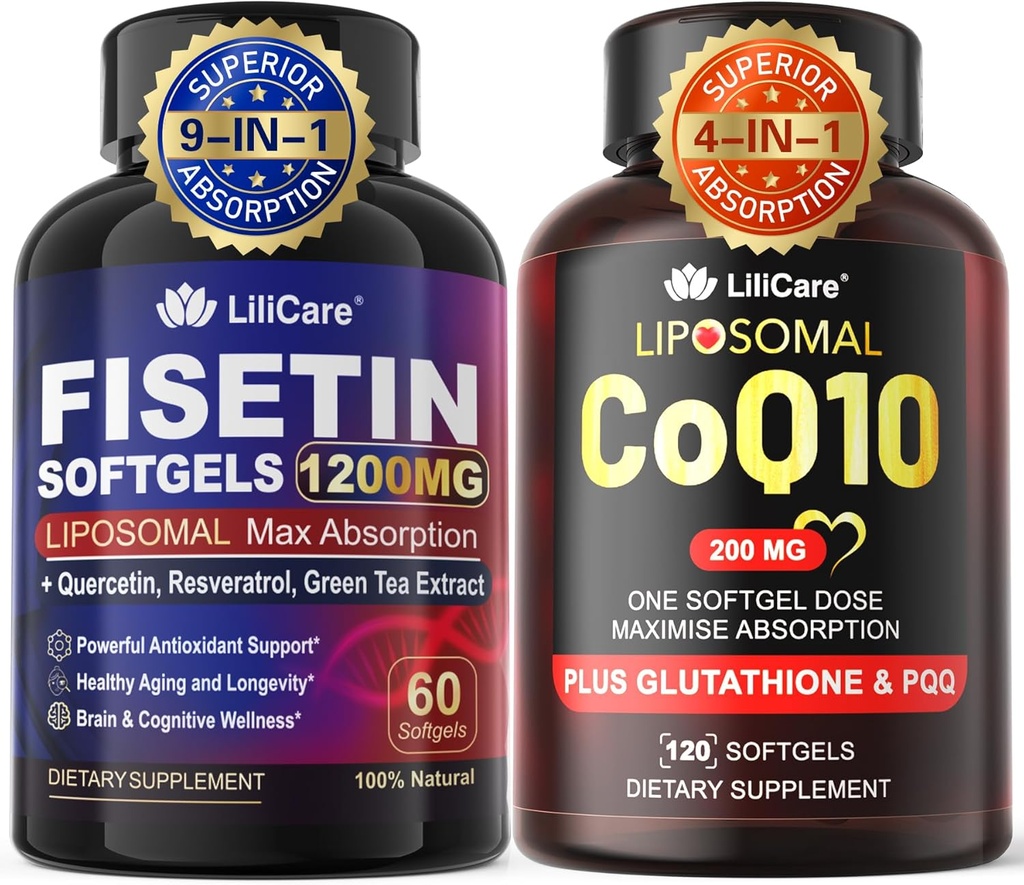 1Emballage Fisetin Liposomique Softgels 1200mg + 1Emballage Liposomique CoQ10-200mg Softgels
