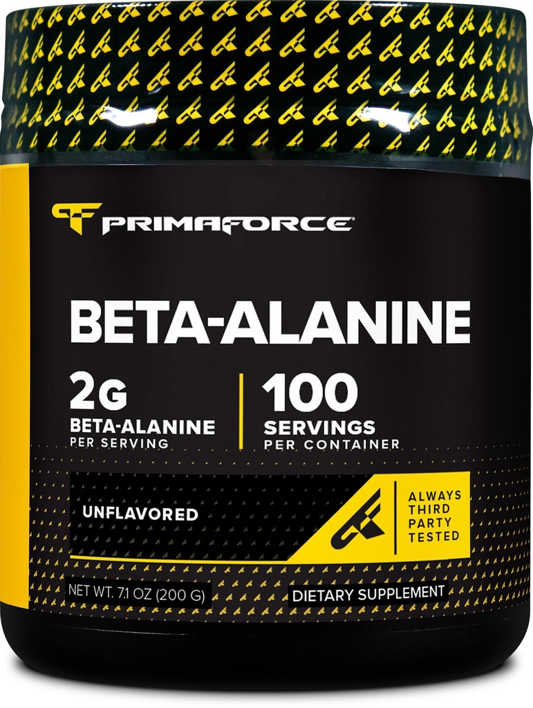 Primaforce Beta Alanine poudre, non aromatisé, 200 grammes - Sans gluten, Supplément non OGM pour les hommes et les femmes