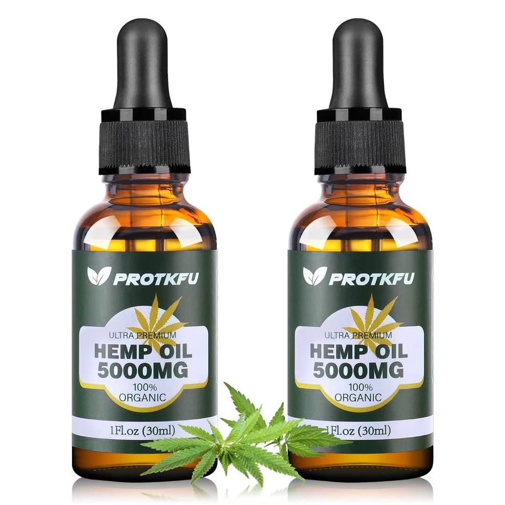 (2Pack Huile de chanvre - Omega 3-6-9 Acides gras d'huile Supplément nutritionnel pour le soutien du système immunitaire, Focus, Calme, Relaxation et Amélioration de l'humeur - Organique, Vegan, Non-OGM