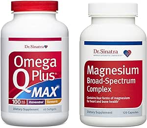 Dr Sinatra Omega Q Plus MAX avec 100 mg de CoQ10 et Magnésium Complexe à large spectre Ultimate Heart Health Bundle.
