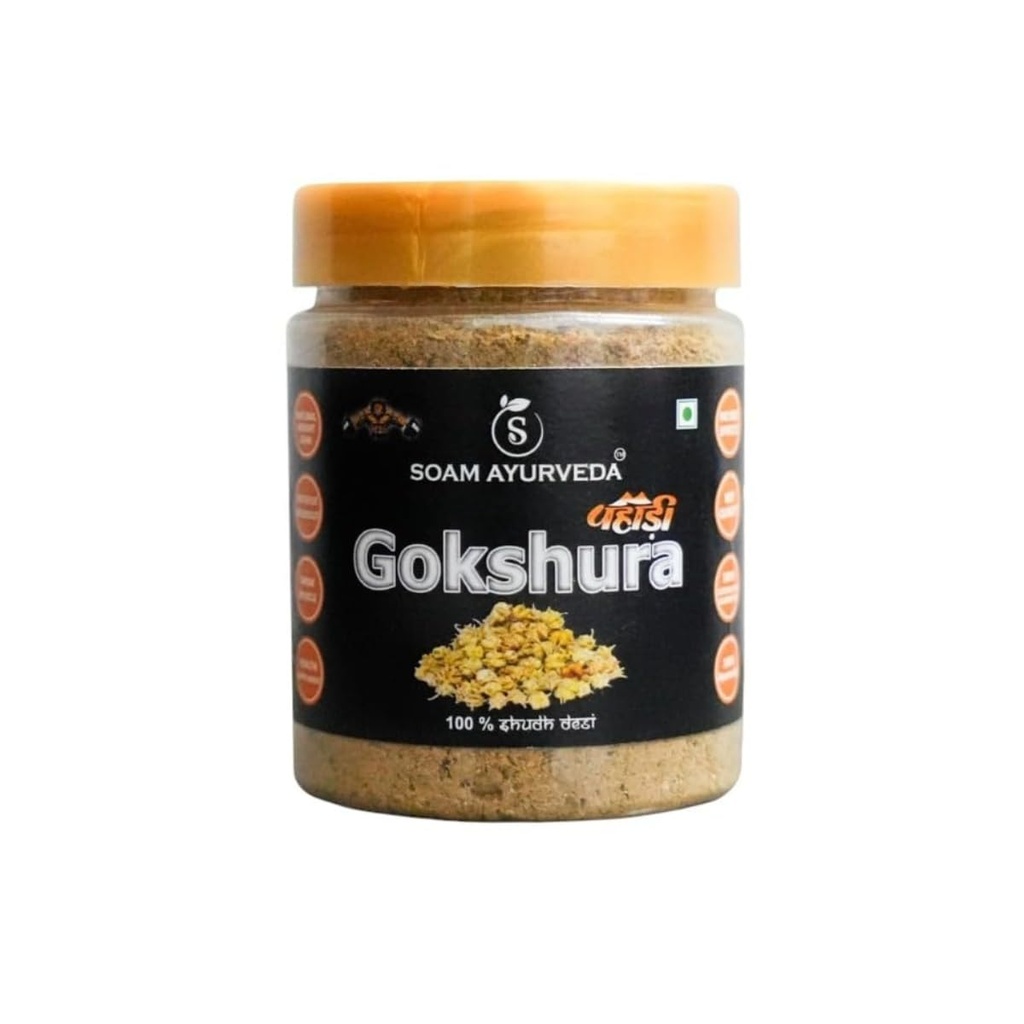 Soam Ayurveda's Pahadi Gokshura -150g | Gokhuru Powder | Improves Energy, Muscle Strength, Stamina & Supports Recovery (Pack of 1)