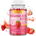 Vitamine B12 Gummies pour les femmes et les hommes, 5000mcg Méthyl B12 Gummies avec vitamine B6, D3, Fer, Folate pour les adultes, soutient l'énergie et le métabolisme, l'humeur, système immunitaire et nerveux, fraise sans sucre