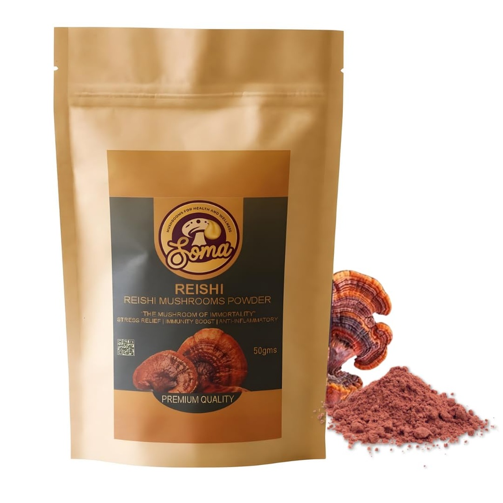 Reishi Dried Pure Mushroom Powder | Immunity & Stress Relief | Live longer | Good Sleep | Dried Reishi Pure Mushroom Powder | 50g
