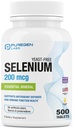 Puregen Labs Selenium 200 mcg Yeast Free Essential Mineral - 500 Vegetarian Tablets | Immune & Antioxidant Support | Non-GMO, Gluten Free, Made in USA