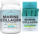 Amandean Marine Collagen Duo. 500g Conteneur + 30 Packs de Voyage. Peptides de collagène de poisson hydrolysé pour la peau, les cheveux et les ongles. Pescatarian, Keto & Paléo-Amis, Non aromatisé