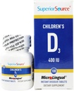 Source supérieure Vitamine D3 400 UI pour les enfants - Supplément de soutien aux dents, os et immunitaires pour les enfants - Non-OGM - 100 comprimés dissolvables microLinguaux