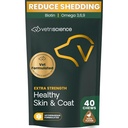 VetriScience Extra Strength Healthy Skin & Coat Chews, supplément Omega Plus pour chiens, avec Omega 3, 6, 9, huile de poisson et biotine équilibrée, santé de la peau, croissance et brillance du manteau, canard, 40 comte