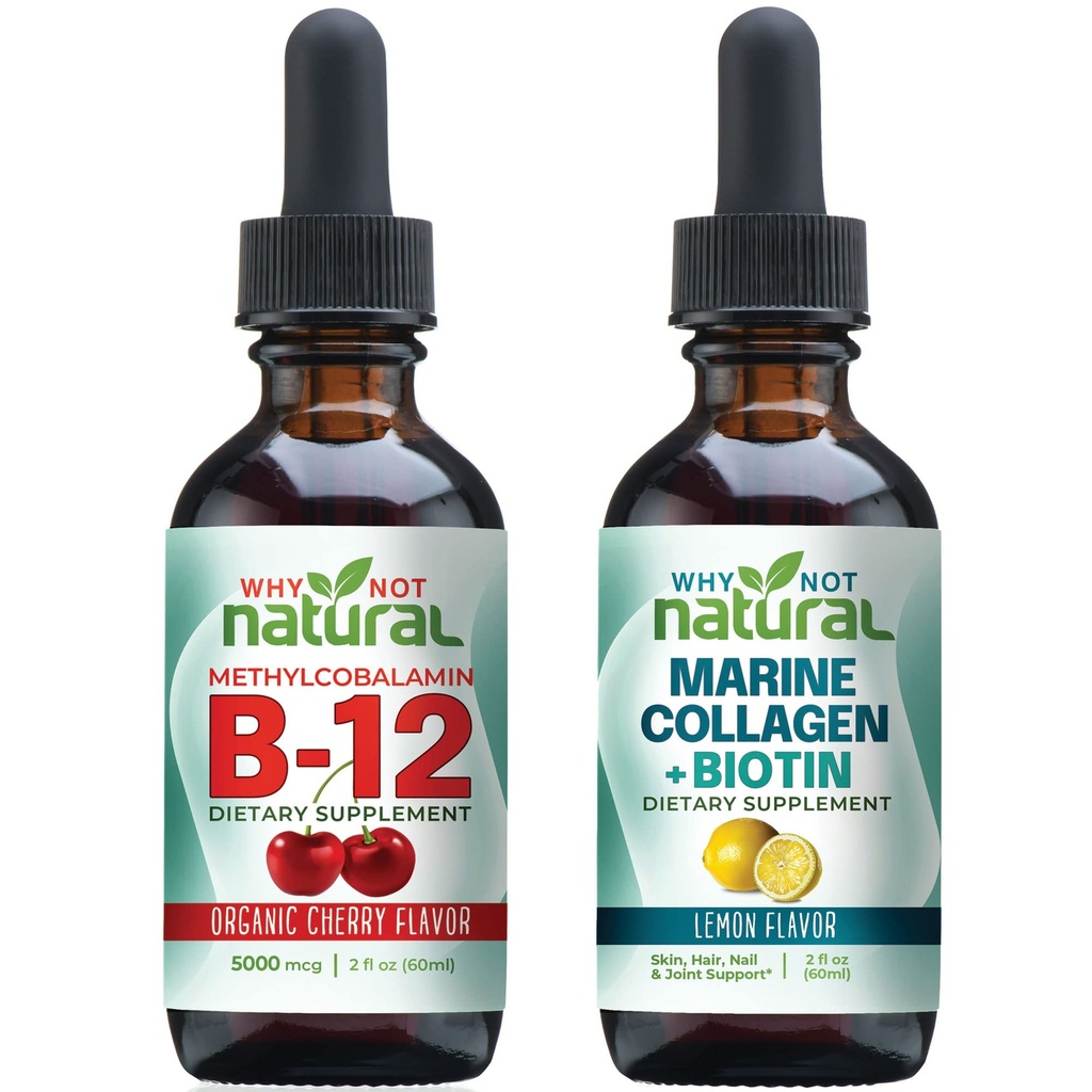 Pourquoi pas naturel bio B12 gouttes et collagène marin liquide avec biotine