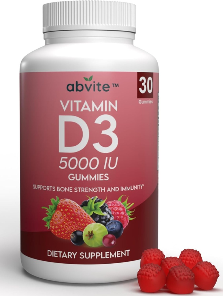 Vitamine D3 5000UI de supplément à base végétale. Sans gluten et sans arômes artificiels. Soutient la santé et l'immunité osseuses. Fabriqué aux États-Unis .30 Compte (30 jours d'approvisionnement)