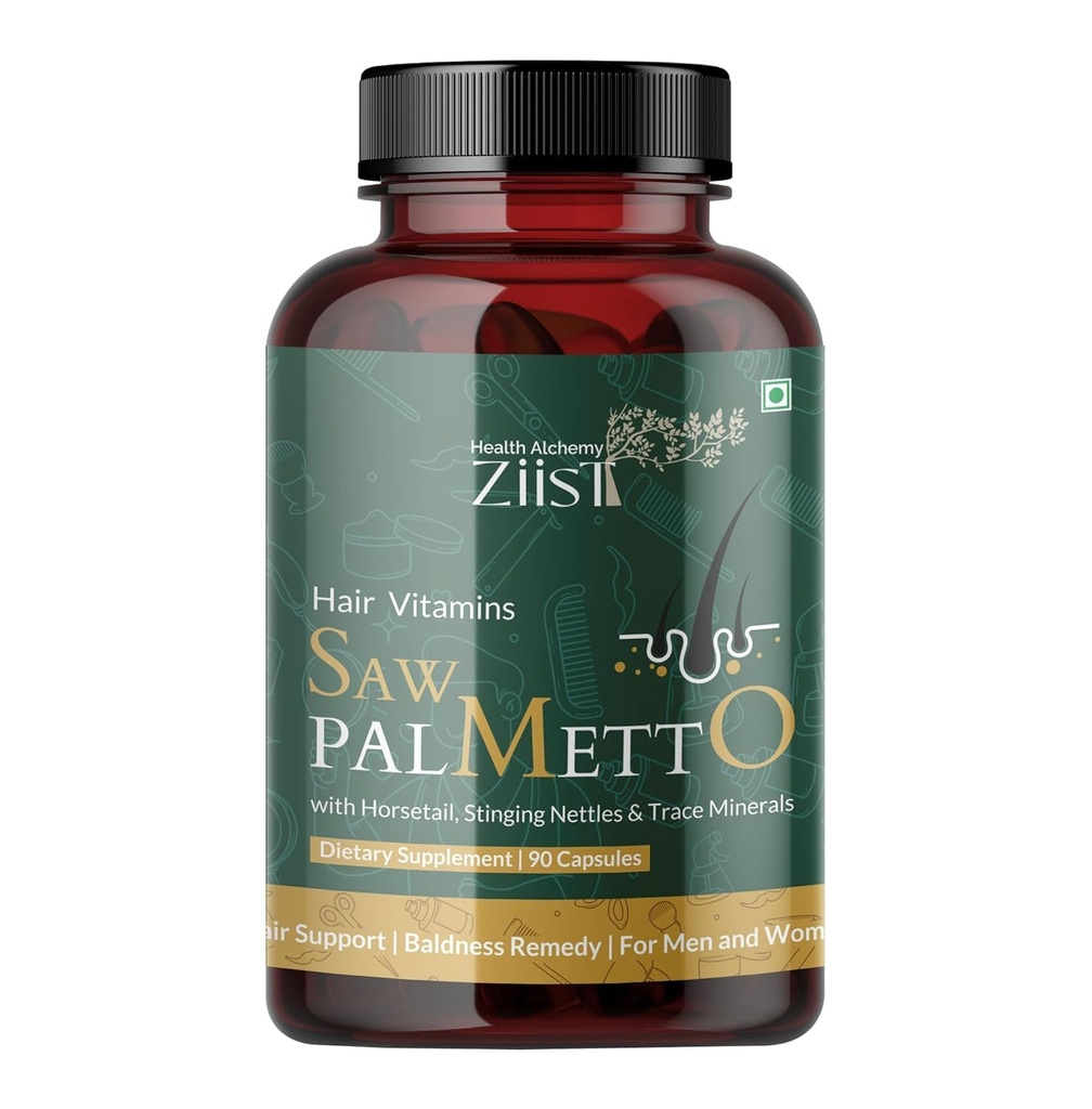 Saw Palmetto Hair Vitamins with Horsetail, Stinging Nettle & Trace Minerals | Herbal Dietary Supplement | 90 Capsules