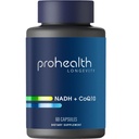 ProHealth NADH + CoQ10 - Boost NAD+-60 jours d'approvisionnement pur NADH 25 mg, CoQ10 100 mg-60 capsules résistantes aux acides