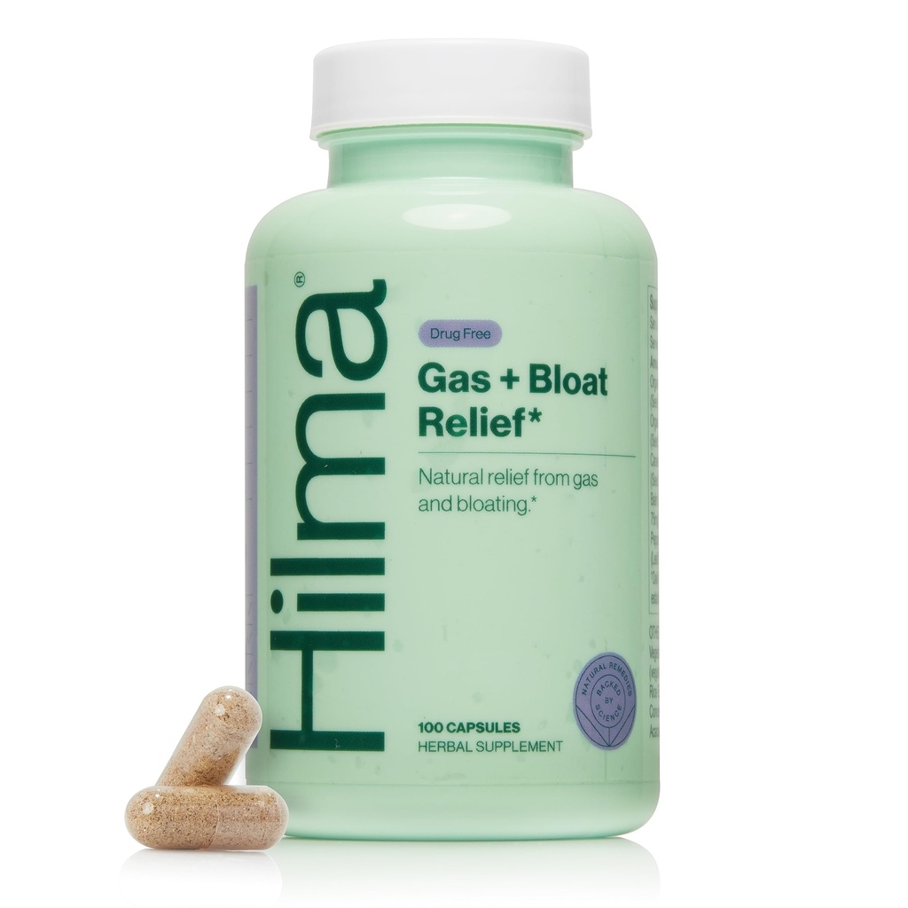 Gaz naturel Hilma et dégel avec baume de citron, fenouil et menthe poivrée, docteur formulé avec des ingrédients organiques, 100 capsules végétaliennes