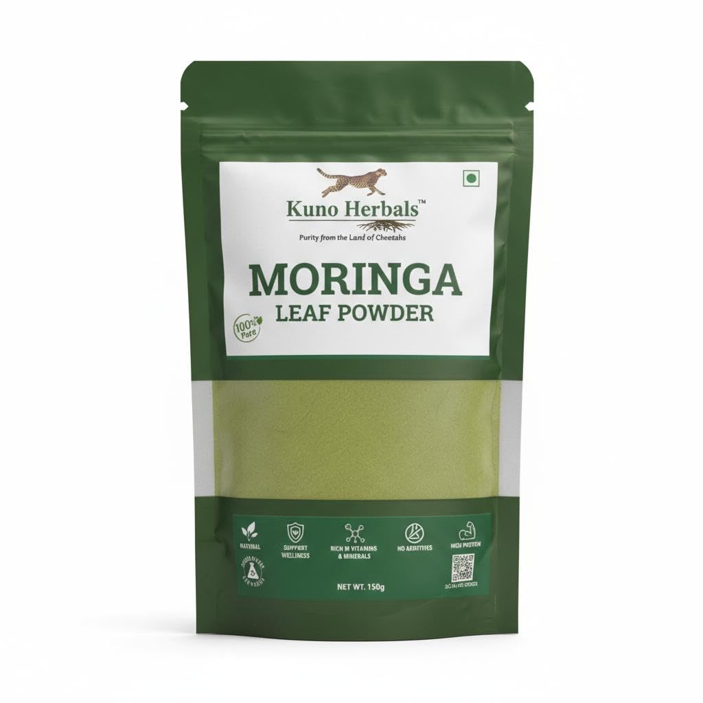 Kuno Herbal Moringa Powder 150g - Natural Rich in Vitamins, Minerals & Antioxidants, Supports Energy, Stamina, Immunity & Overall Vitality