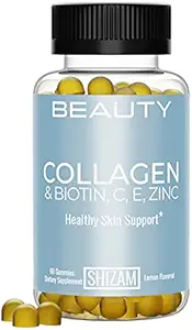 SHIZAM Gommies de biotine de collagène bovin hydrolysée avec multivitamine C, E & Zinc pour la croissance des cheveux-perte et forte ongles. Alternative pour les gouttes liquides, les pilules et le shampooing kératin pour les femmes
