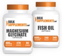Glycinat de magnésium Capsules 240ct + Huile de poisson Softgels 240ct