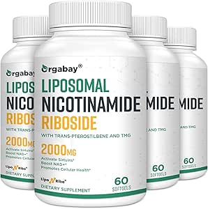 Orgabay Liposomal Nicotinamide Riboside 2000 MG avec TMG et Pterostilbene, Boosting NAD+, Soutien Vieillissement en santé, 240 Compte