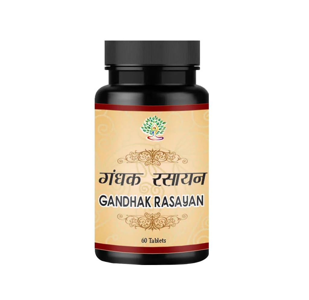 Ayurveda Yogashram Remedies Gandhak Rasayan: With Shuddha Gandhak, Giloy, Amla & Haritaki, Ayurvedic Supplement for Skin Health, Immunity, Detox, UTI & Reproductive Wellness | 60 Tablets