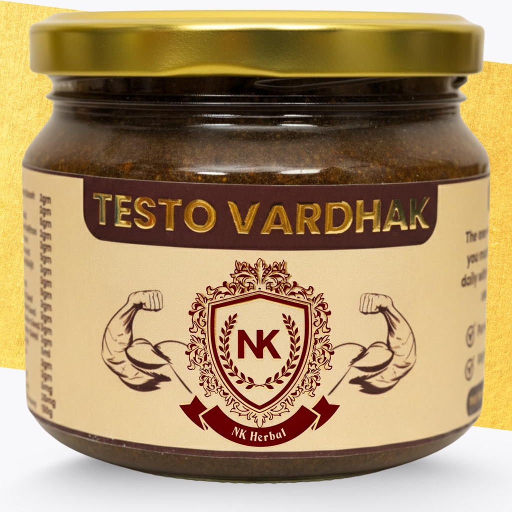 NK Herbal Testo Vardhak for Men Pure Ayurvedic Vegetarian Formulation | With 36+ Ayurveda Herbs – Pure Shilajit, Ashwagandha, Akarkara, Tongkat Ali, Kaunch Beej, Vidarikand and more | For Strength Stamina Performance and Endurance – 300g
