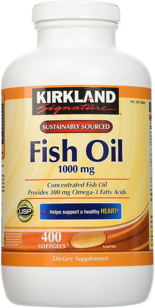 Kirkland Signature Huile de poisson naturelle Concentré avec les acides gras oméga-3 - 400 Softgels (paquet de 2)