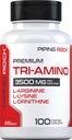 Piping Rock Tri Amino Supplément de 100 caplets Complexe avec L-Arginine, L-Ornithine, L-Lysine