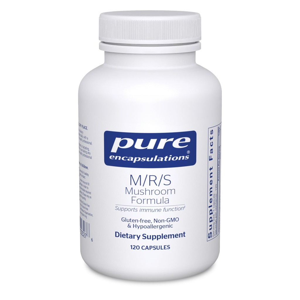 Encapsulations pures Formule de champignons M/R/S Un supplément hypoallergénique favorise la santé immunitaire et fournit un soutien physiologique à large spectre