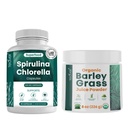 Capsules Teaveli Spirulina et Chlorella et poudre de jus d'orge orgacées
