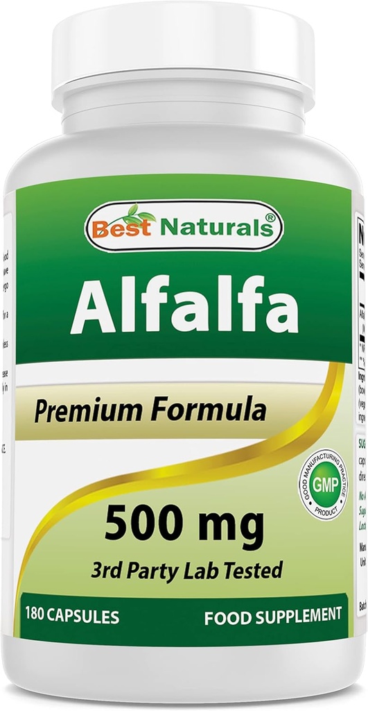 Best Naturals Alfalfa Green Super Food 500 mg 180 Capsules (180 Nombre (paquet de 1))
