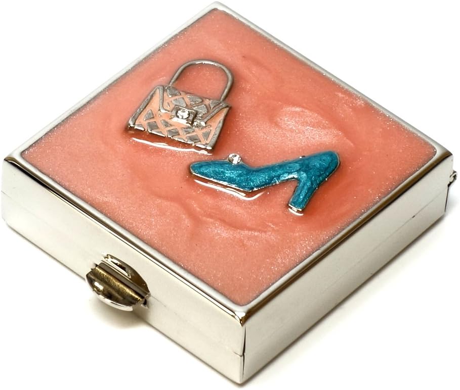 9311 Square Petite Pill Box Organisateur Rose Bleu Or Femmes Travel Pill Case Purse Pocket Container Daily Portable Medicine Vitamine Box Supplément Médicament Mini Stockage